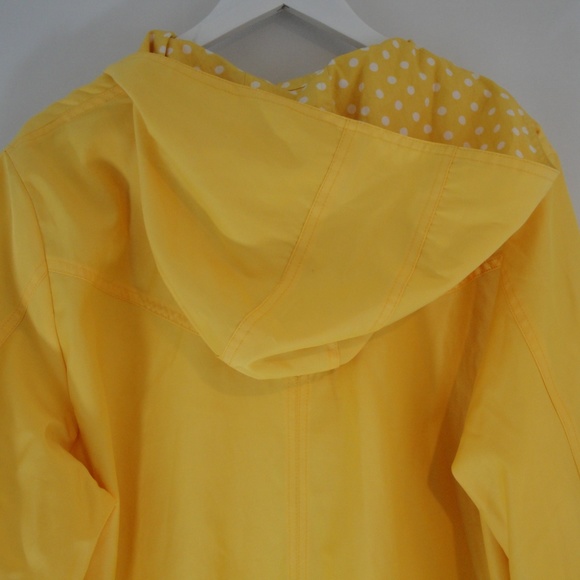 TALBOTS Rain Jacket Reversible XL Yellow Polka Dot - Picture 6 of 8
